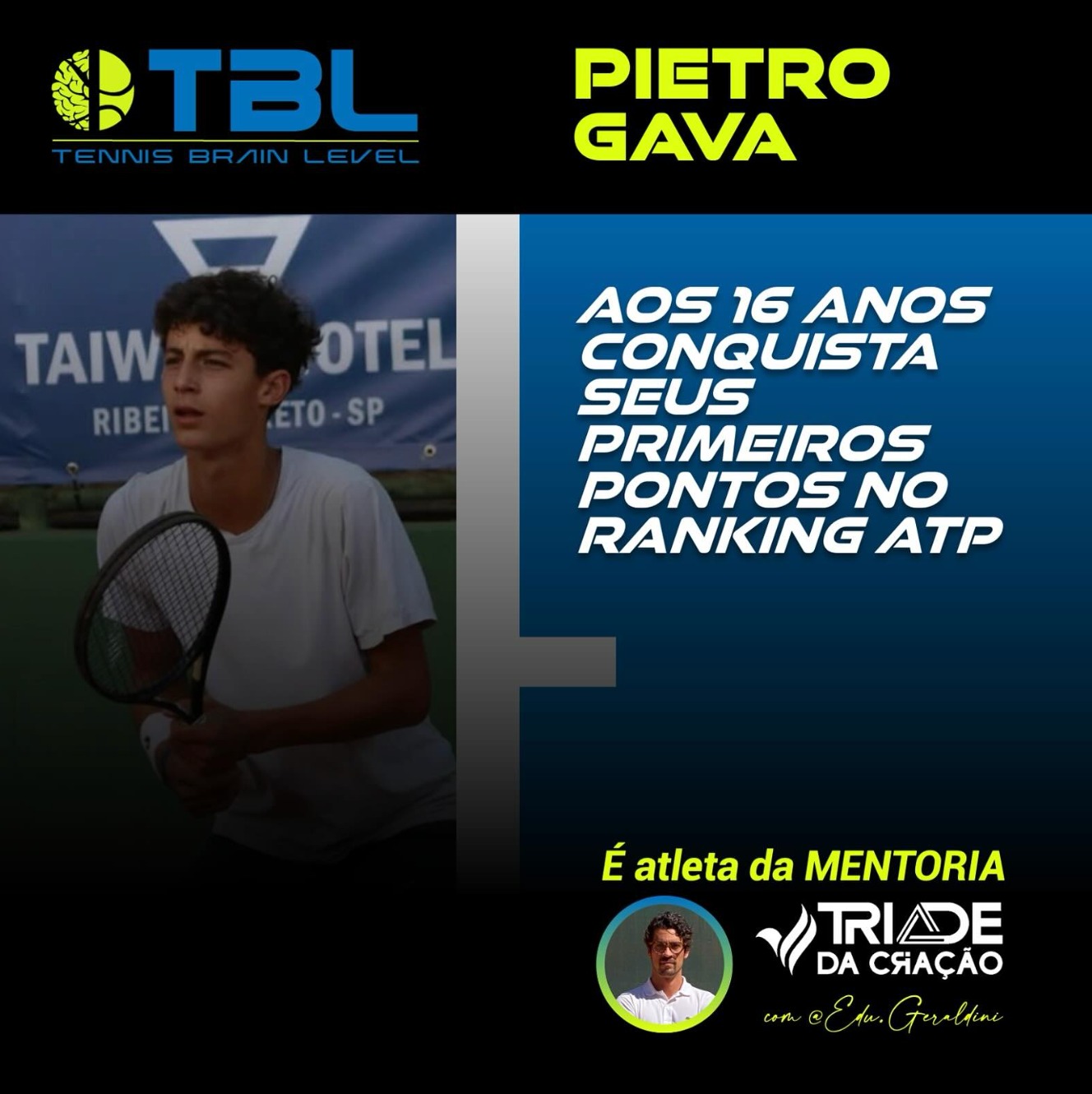 Pietro Gava — primeiros pontos no ranking ATP aos 16 anos